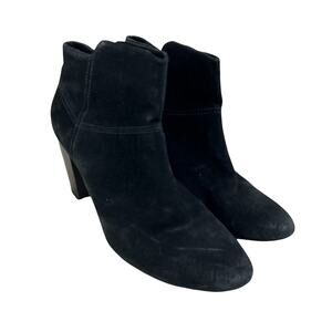 Johnston & Murphy Black Suede Leather Block Heel Ankle Boots Booties Size 10